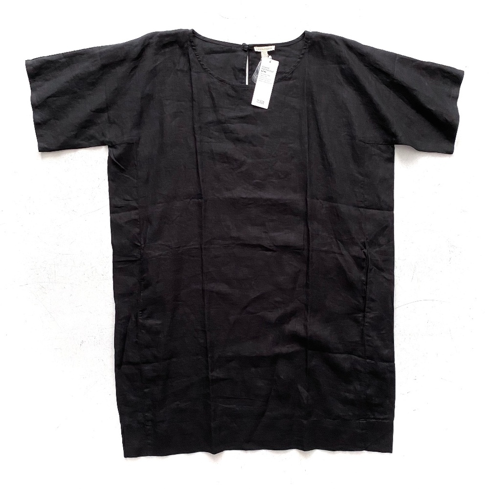 Eileen Fisher Nwt Organic Handkerchief Linen Round Neck Knee Length Dress XL